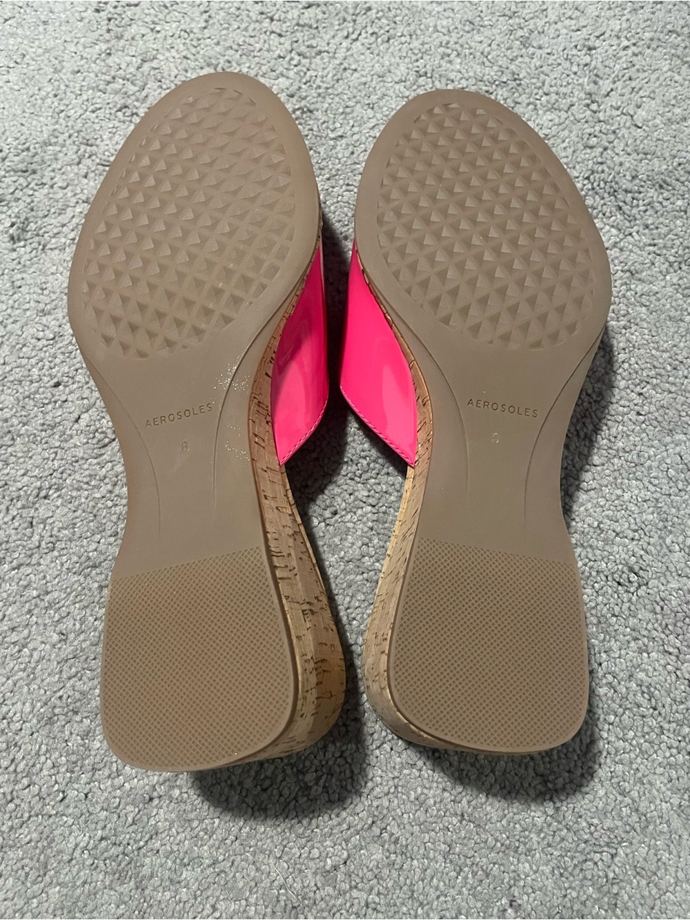 Aerosoles Pink Patent Cork Wedge Heels Size 8 - Picture 4 of 8